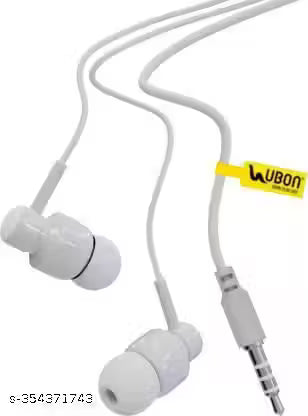 Ubon GP-321 Wired in Ear Earphone with Mic, 3.5mm Audio Jack, Enhanced Ultra Deep Bass Tangle Free & Extra Length Cable (White)