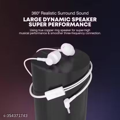 Ubon GP-321 Wired in Ear Earphone with Mic, 3.5mm Audio Jack, Enhanced Ultra Deep Bass Tangle Free & Extra Length Cable (White)