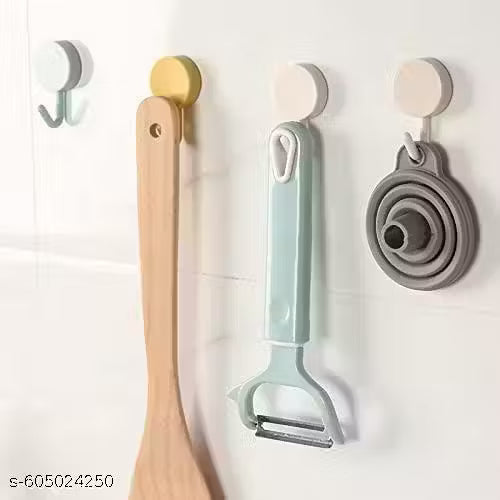 10 Pcs Multi Wall Hooks for Wall Without Drilling | Self Adhesive Wall Hooks | Adhesive Hooks for Wall Heavy Duty | Wall Hooks Without Drilling | Mutipurpose Use Home (10 Pcs, Multicolor)